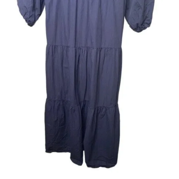 Pomander Place Navy Mabel Tiered Maxi Dress NWT Size L Puff Sleeve - Picture 7 of 11